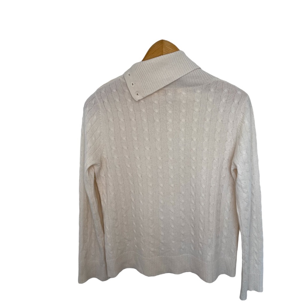 Vintage Peck & Peck Pure Cashmere Cable Knit Turtleneck Sweater Woman's Size L - Picture 2 of 6